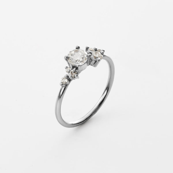 Bague de fiançailles LUZ or blanc 18k recyclé et diamants lab-grown Sample Slow Jewelry