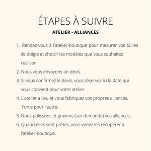 Atelier alliances en or recyclé Sample Slow Jewelry Etapes à suivre