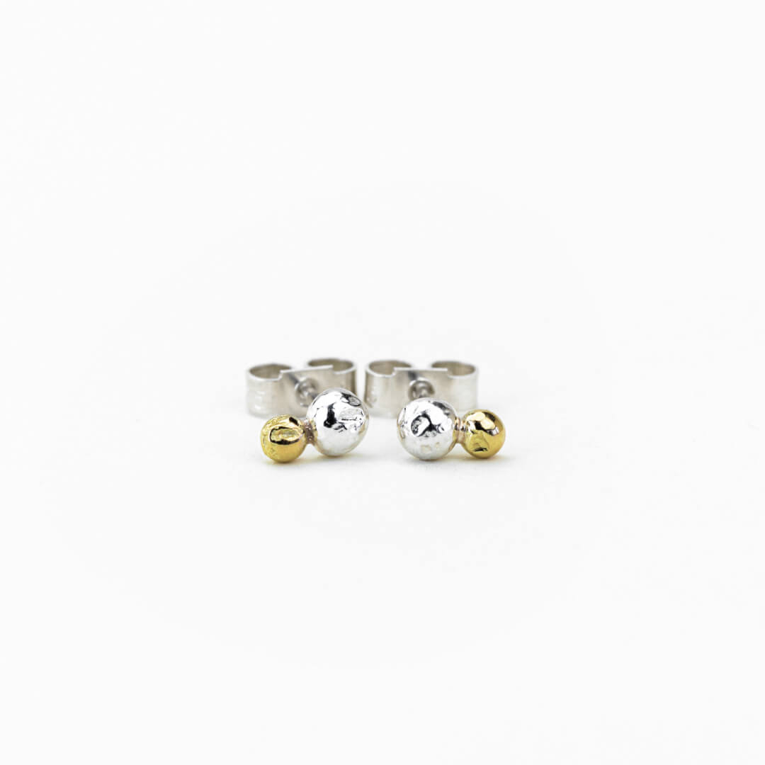 Boucles d’oreilles Nuggets x Dual Argent 925 et Or 18k Sample Slow Jewelry